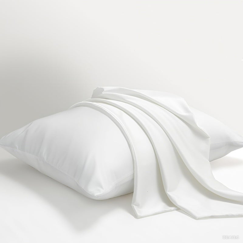 BPC Mulberry Silk Pillowcases Set of 2, 22 Momme Grade 6A Silk Pillow Cases Both Sided for Hair and Skin Health, Standard Size Silk Pillow Covers with Hidden Zipper (Solid White, 20''x26'') - Image 1